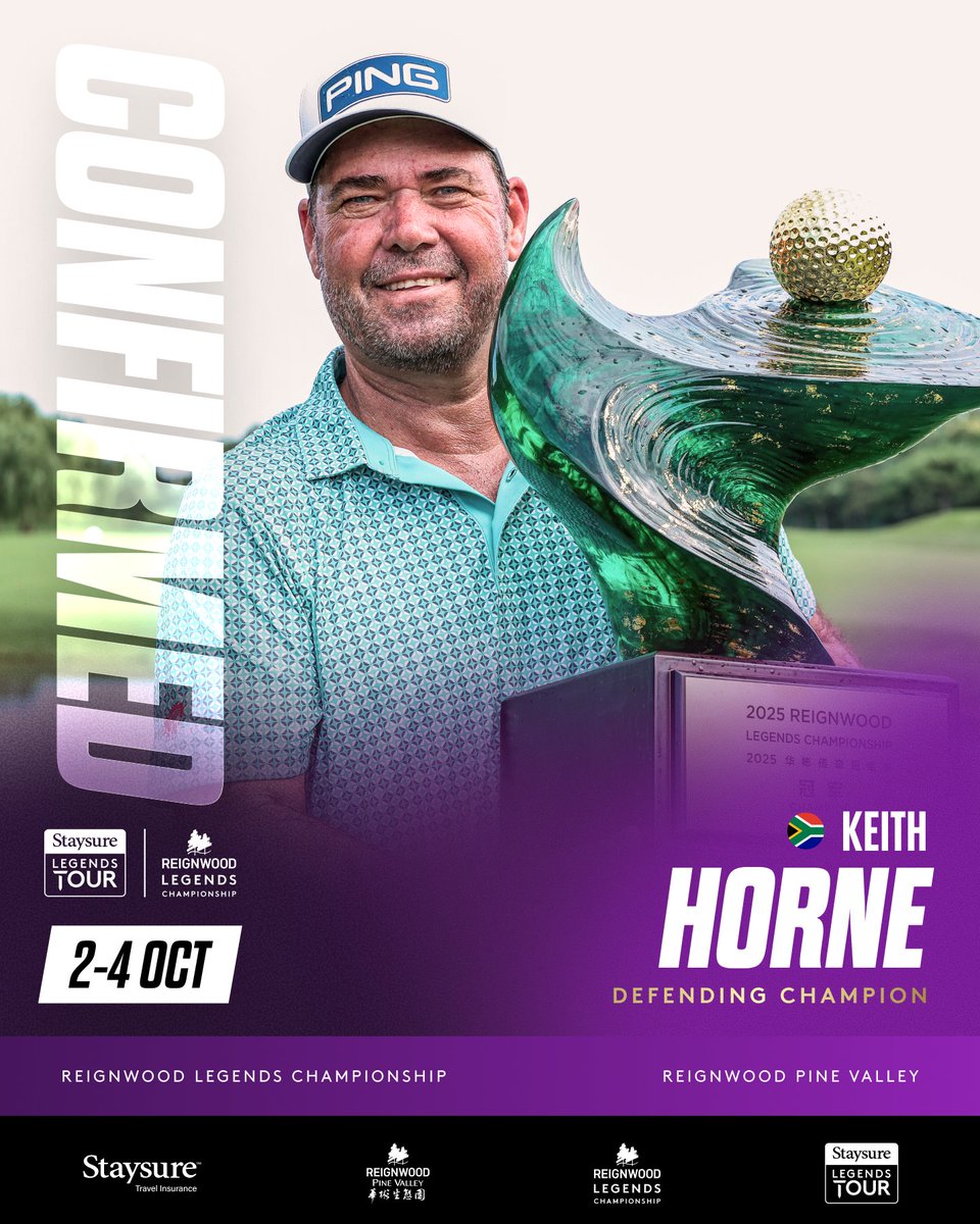 euLegendsTour's tweet photo. The defending champion returns 🏆

Keith Horne is heading back to Reignwood Pine Valley, looking to defend his Reignwood Legends Championship title from 2–4 October.

#StaysureLegendsTour #ReignwoodLegendsChampionship https://t.co/UyczPS7UKg