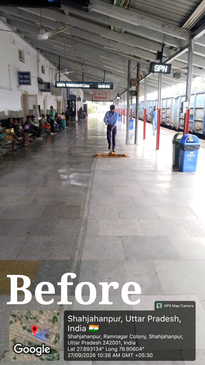 drm_mb's tweet photo. स्वच्छता ही सेवा अभियान–2026 के अंतर्गत शाहजहांपुर रेलवे स्टेशन पर स्वच्छता के प्रति जागरूकता एवं जनभागीदारी का संदेश दिया गया।

✨ साफ-सुथरा स्टेशन केवल सुंदर नहीं दिखता, यह हर यात्री के सफर को बेहतर बनाता है।

आइए, कूड़ा डस्टबिन में डालें, स्टेशन को स्वच्छ रखें और स्वच्छता की इस मुहिम में अपना योगदान दें।

स्वच्छ स्टेशन • स्वच्छ यात्रा • स्वच्छ भारत 

#SHS2026 

#CleanlinessDrive 

#SWMRules2026 

#SwachhataHiSeva2026

#CleanStation

@RailMinIndia @RailwayNorthern