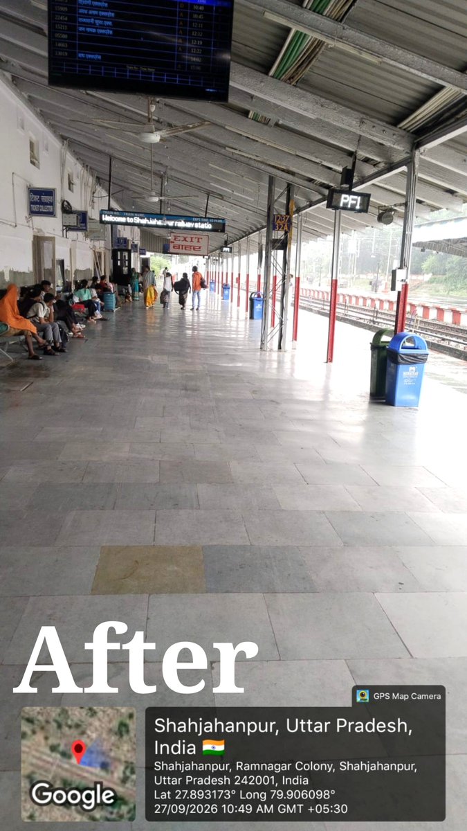 drm_mb's tweet photo. स्वच्छता ही सेवा अभियान–2026 के अंतर्गत शाहजहांपुर रेलवे स्टेशन पर स्वच्छता के प्रति जागरूकता एवं जनभागीदारी का संदेश दिया गया।

✨ साफ-सुथरा स्टेशन केवल सुंदर नहीं दिखता, यह हर यात्री के सफर को बेहतर बनाता है।

आइए, कूड़ा डस्टबिन में डालें, स्टेशन को स्वच्छ रखें और स्वच्छता की इस मुहिम में अपना योगदान दें।

स्वच्छ स्टेशन • स्वच्छ यात्रा • स्वच्छ भारत 

#SHS2026 

#CleanlinessDrive 

#SWMRules2026 

#SwachhataHiSeva2026

#CleanStation

@RailMinIndia @RailwayNorthern