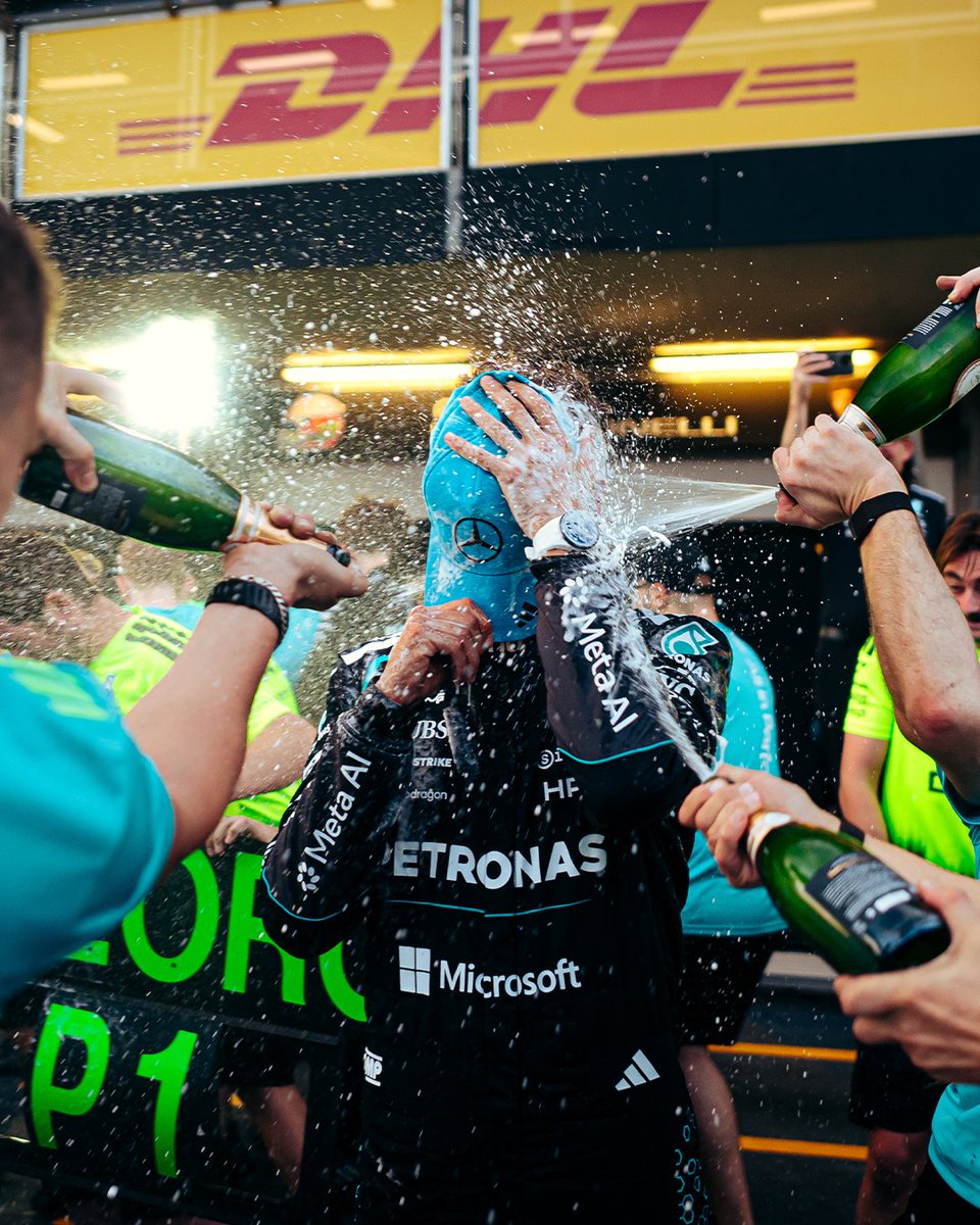 MercedesAMGF1's tweet photo. No better feeling 🍾🫂 https://t.co/xWENyd9ea7
