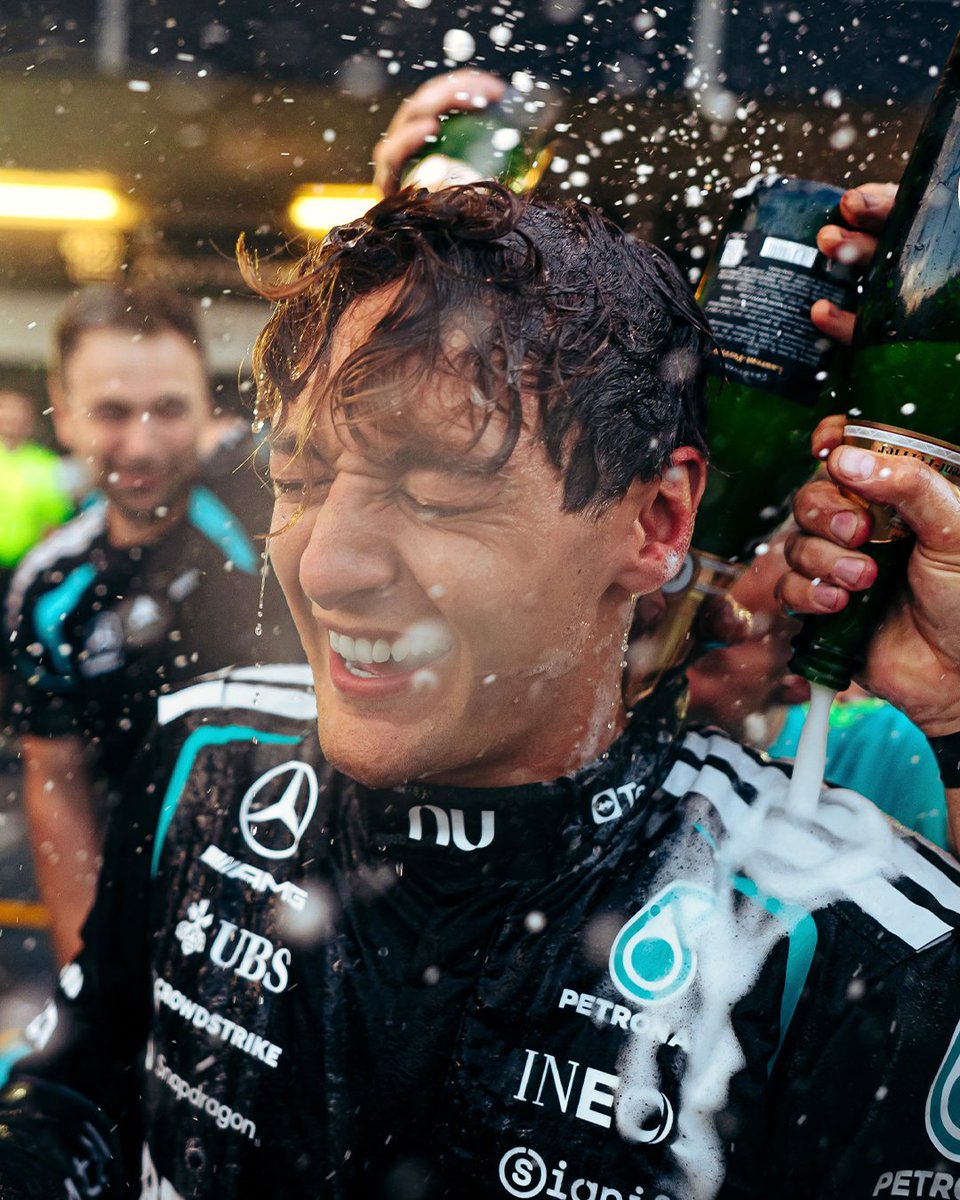 MercedesAMGF1's tweet photo. No better feeling 🍾🫂 https://t.co/xWENyd9ea7