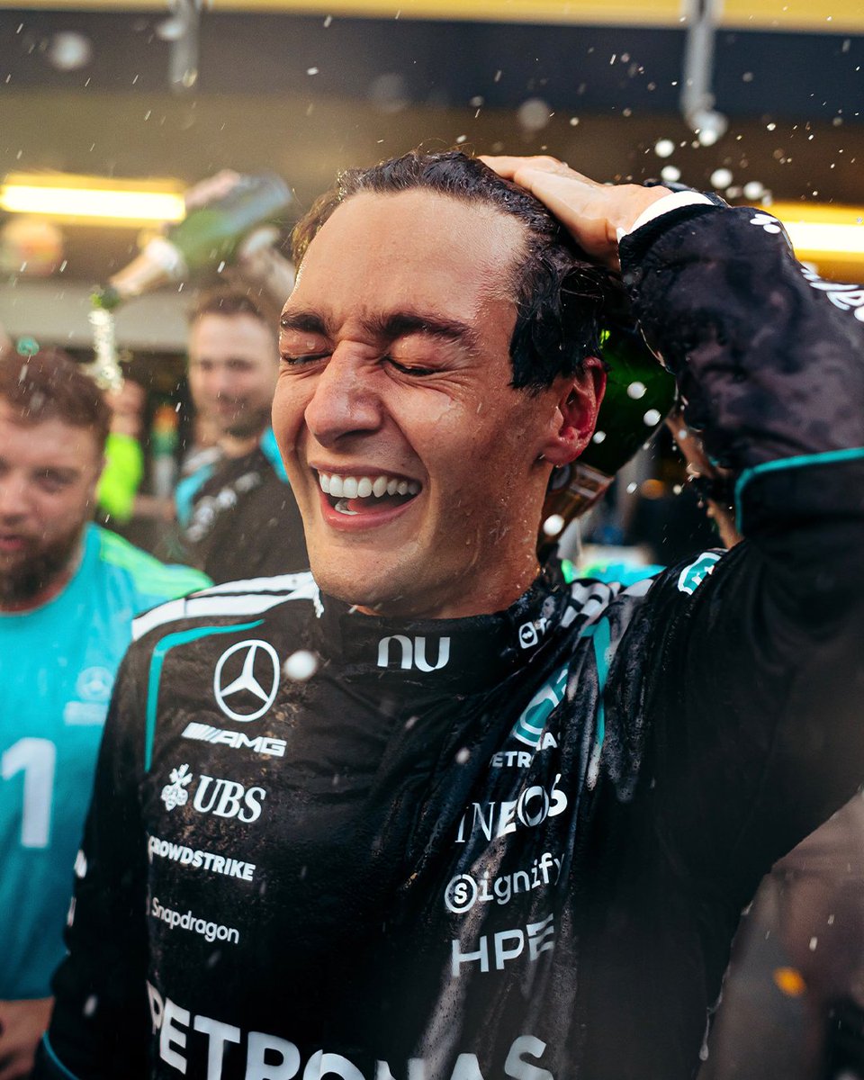 MercedesAMGF1's tweet photo. No better feeling 🍾🫂 https://t.co/xWENyd9ea7