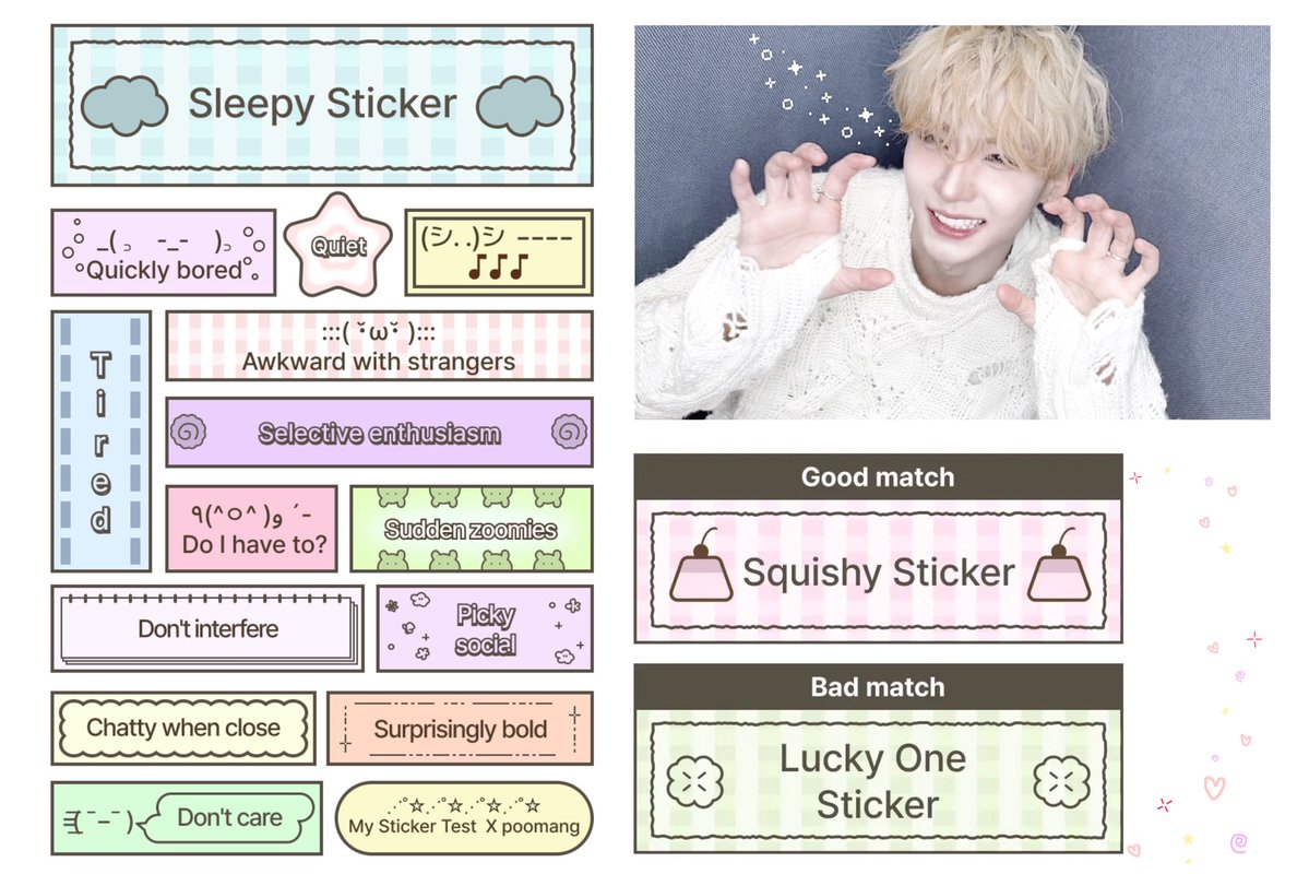 svnxwon's tweet photo. buongiorno buongiorno e buona domenica a tutti! 
per animare un po’ questa giornata, ho pensato di lasciavi un test estremamente carino che vi creerà i vostri sticker, personalizzati con le caratteristiche che vi rappresentano 💞🩵

https://t.co/aZ8UH03FPT https://t.co/erAG8b0jvC