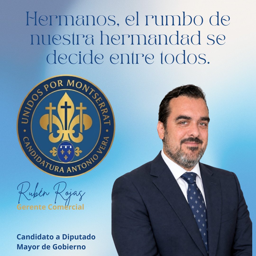 uxmontserrat's tweet photo. Os presentamos a N.H.D Rubén Rojas candidato a Diputado Mayor de Gobierno.
Este cargo implica saber organizar, gestionar y coordinar a cientos de personas para que la cofradía realice su estación de penitencia a la Santa Iglesia Catedral de forma segura e impecable. https://t.co/rYcalCyyJI