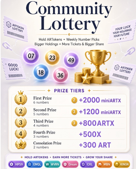 sayedHaiderhash's tweet photo. Ultiland Community Lottery is live!Hold ARTokens → Get more tickets
More holdings = bigger share of the prize pool🏆 Prizes: • 6 numbers → 2000 miniARTX
• 5 numbers → 1200 miniARTX
• 4 numbers → 800 miniARTX
• 3 numbers → 500 ARTX https://t.co/E3JBCYXCRq