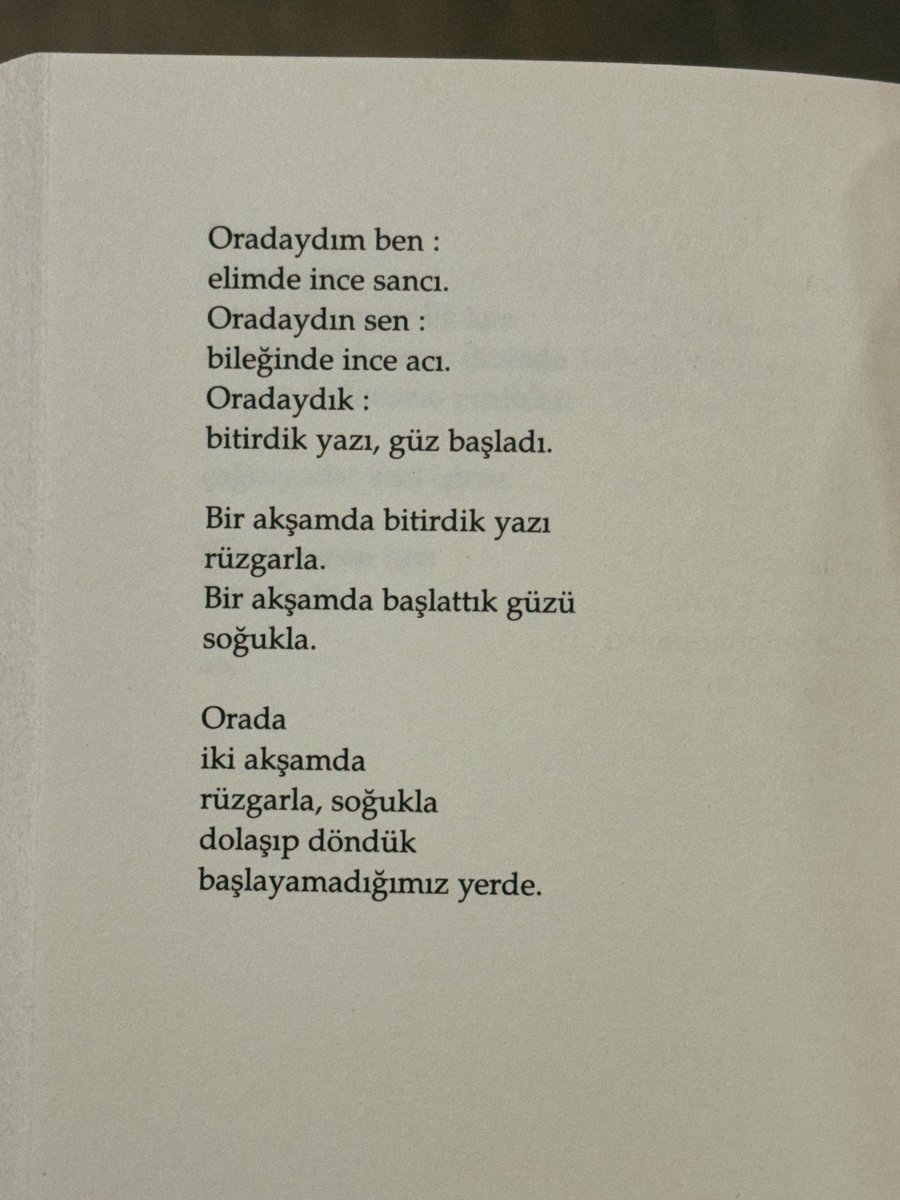 i_r_e_mmm's tweet photo. Oradaydım ben :
elimde ince sancı.
Oradaydın sen :
bileğinde ince acı.
Oradaydık : 
bitirdik yazı, güz başladı.

oruç aruoba https://t.co/eCcpJCIg3s