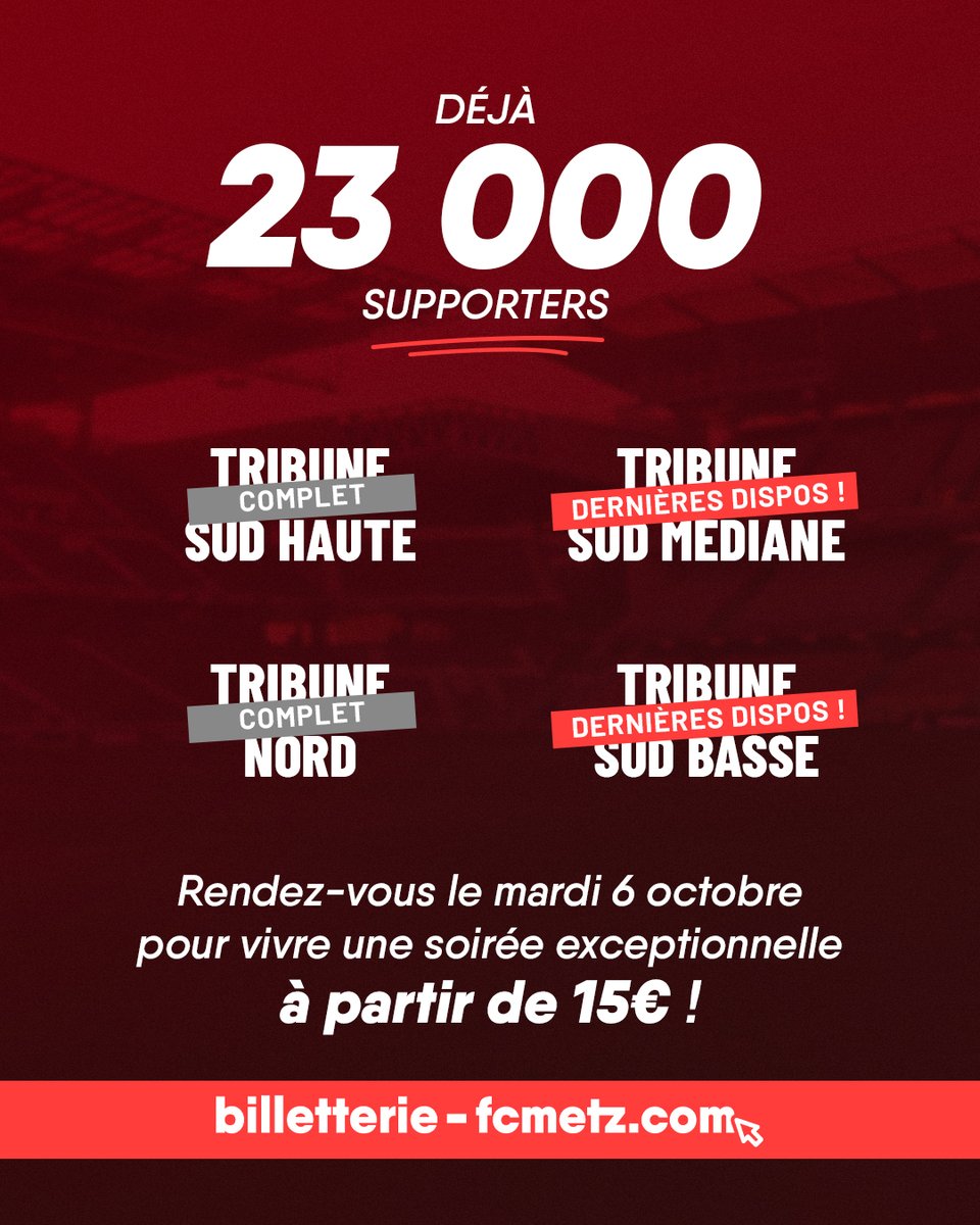 FCMetz's tweet photo. De nombreuses légendes présentes 🤩

23 000 suppporters et il n'y en aura pas pour tout le monde... 😱

Un évènement exceptionnel à ne pas rater 🧷 https://t.co/t8kfwpVAGf https://t.co/LMOjbE6muQ