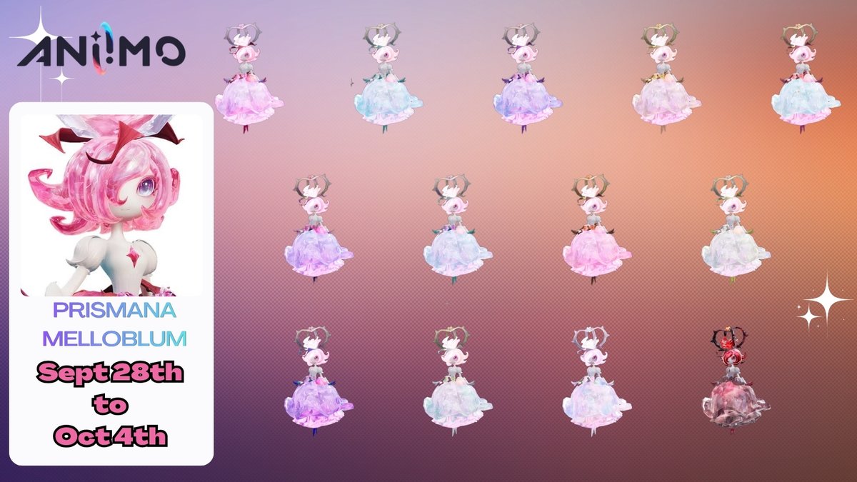 lulunikk's tweet photo. Prismana Melloblum is TOMORROW 🪷 

The event will last for one week!!

Good luck on your sparkling color!! I really hope I get my first dazzling or shadow 🩷 

#Aniimo https://t.co/IU6qJa9vkl