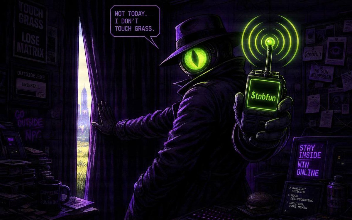 tnbfun's tweet photo. Chapter 04 — THE SIGNAL.

"$TNBFUN is a marker."

For people who survived the trenches and refuse to touch grass.

[SIGNAL_LOCKED // FREQUENCY ENCRYPTED]

#TNBfun #Solana