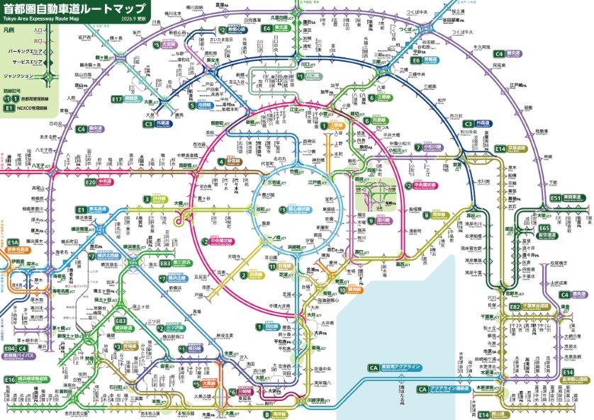 pingu_altair's tweet photo. 首都高〜圏央道周辺までの、IC（出入口）、JCT、SA/PAを全掲載した路線図を作りました
出口/入口のみのICや、片方向のPAなども完全に掲載しています！

#路線図 #高速道路 #首都高 https://t.co/VNxcegY6ZU