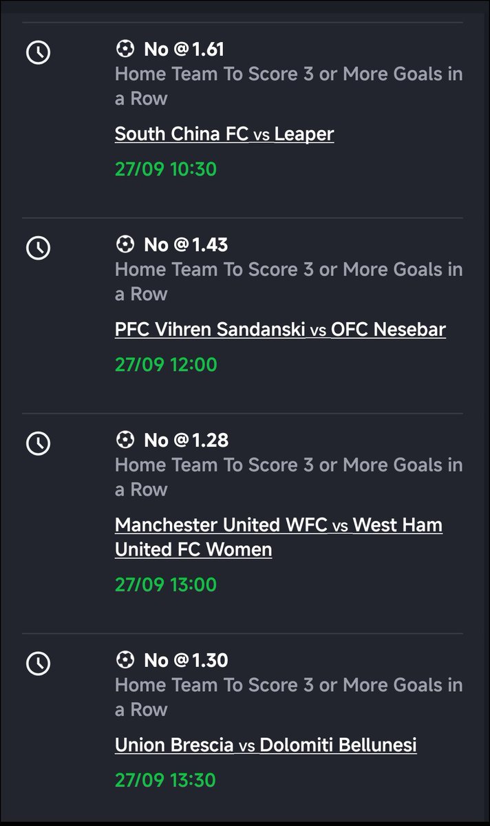 Blackman_Chase6's tweet photo. Specific teams not to score three goals in a Row, not the two teams 
 
3.33k odds 💨 T7QJ2H https://t.co/r8cxZYLSj1