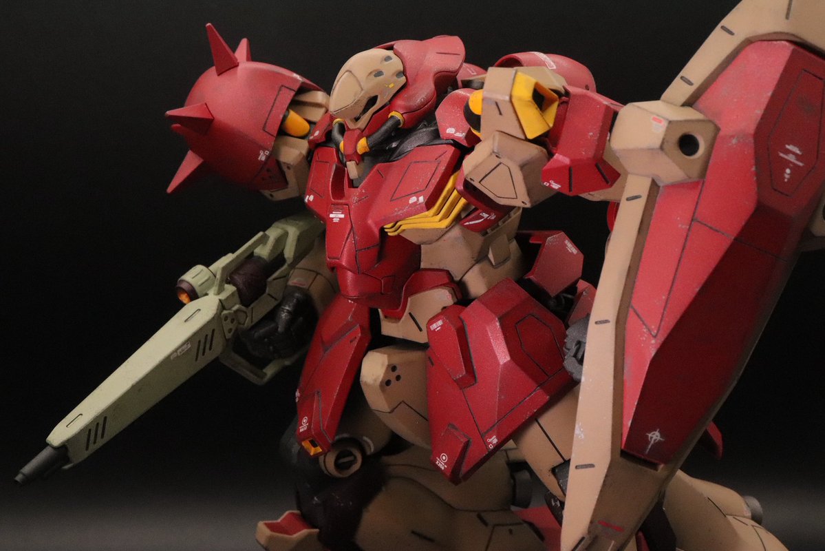 fujimonchang's tweet photo. HGメッサーF01型 完成しました。
今回は、
・全塗装(筆塗り+缶スプレー)
・デカール
・艶消し
・筋彫り
・汚し
で仕上げました🫡

#プラモデルライフ
#ガンプラ
#閃光のハサウェイ https://t.co/lghOWVQsRy