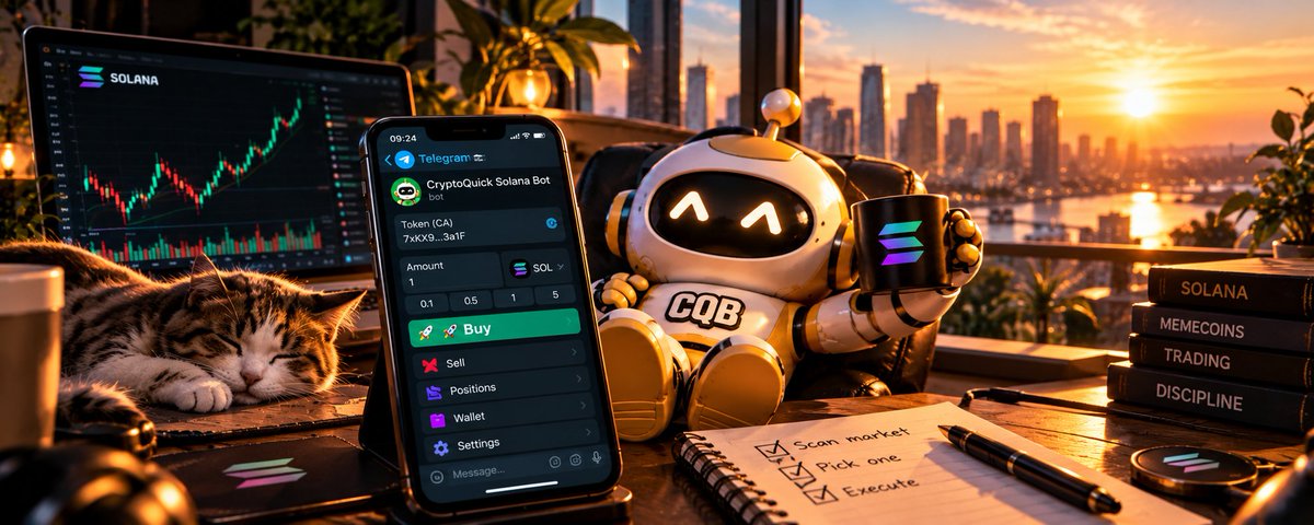 cryptoquickbot's tweet photo. Morning starts quiet.

You scan Solana, ignore the noise, and keep just one token on your radar.

A few hours later, the setup finally makes sense.

Instead of opening five different tools, you open CryptoQuick Solana Bot and execute the plan you already had.

One setup. One decision. One clean trade.

https://t.co/wOKnnHRZtZ