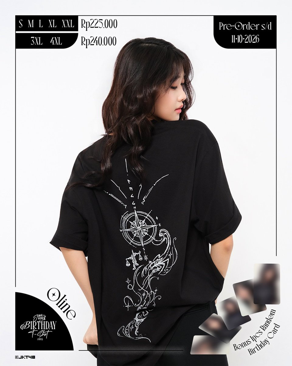 olinara_'s tweet photo. WAAHHH ^^ Birthday T-Shirt Cici Oline akhirnya keluar 👀

Ada rasi bintang kecil seperti bagian dari langit menghiasi menghiasi perjalanan menuju hari spesialnya @M_OlineJKT48 ✨️

Jangan lupa, teman-teman! 💫
Pre-order dibuka Senin, 28 September 2026 pukul 14.00 WIB

Siapin alarm dan jangan sampai kelewatan yaps 🫶