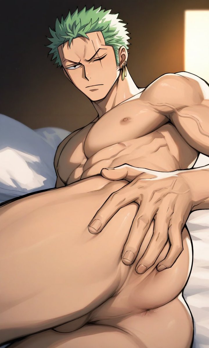 Darooq3's tweet photo. Completely open on the bed and still acting like it’s no big deal. 💦
#Zoro #RoronoaZoro #OnePiece #NSFW #OnePieceNSFW #AIart #Bara #R18 https://t.co/usROopX676