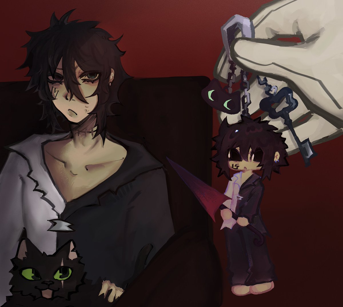 Whiskastdmu's tweet photo. i want a keychain with Utsuro too 😭
#nanbaka #nnbk #Jyugo https://t.co/iNBTvh4g7e