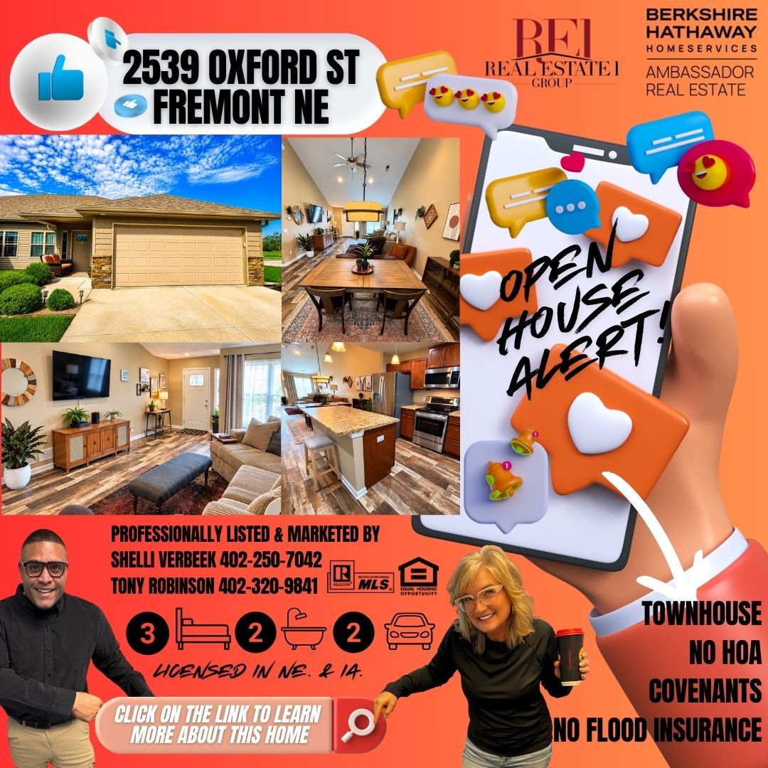 shelliverbeek's tweet photo. 🏡 NEW LISTING + OPEN HOUSE
2539 Oxford St, Fremont, NE
(See photos and details:https://t.co/YEQ6EYX8yT)
Listed by Shelli Verbeek &amp; Tony Robinson
Real Estate 1 Group | Berkshire Hathaway HomeServices Ambassador Real Estate
📞 Shelli: 402-250-7042 | Tony: 402-320-9841
Licensed... https://t.co/W1UMDYy1N0