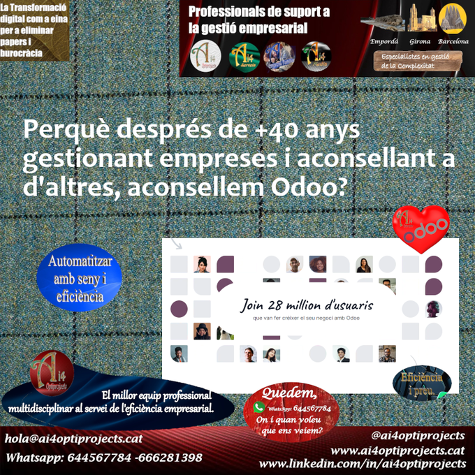 ai4optiprojects's tweet photo. Perquè no n'hi ha prou de dir què fem, 
També ens agrada fer-ho (Bé) https://t.co/ASdWT2Tagy 
#SolucionsAi4 #OdooAi4 #ImplicacioAi4 #CompromisiFeinabenfeta https://t.co/lvG57zYH8f