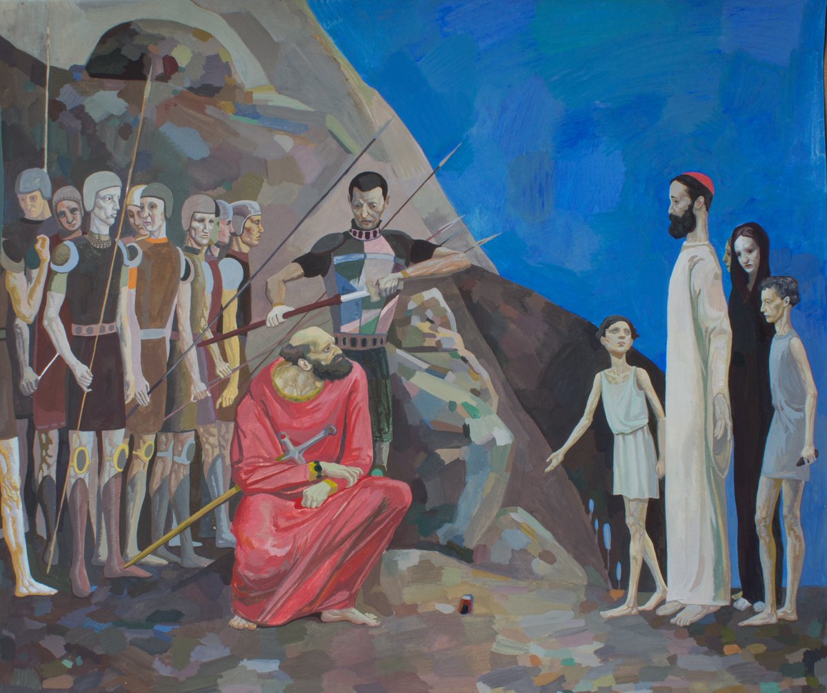 o_a_blkb's tweet photo. "Jacob and Laban", tempera on paper, 2024

#art #painting #Bible #christianart https://t.co/QMcNmCiqvW