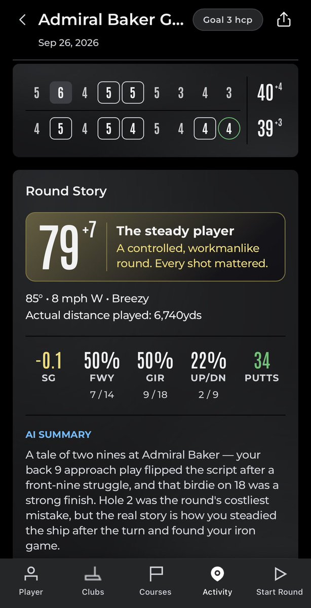 vgolfman's tweet photo. I’m a morning tee time guy but chased daylight yesterday for the first time in a long time. Finally drove it OK & punched greens didn’t help scoring but the real story was the ambulance by 13 green. Not sure I’ve ever seen one on a course before. Saw it when we were on 4 & didn’t get the story until we cart girl came around on 7… Guy broke his ankle, COMPOUND FRACTURE, walking off the green. No idea how that’s even possible but wish him a full & speedy recovery. 🚑⛳️