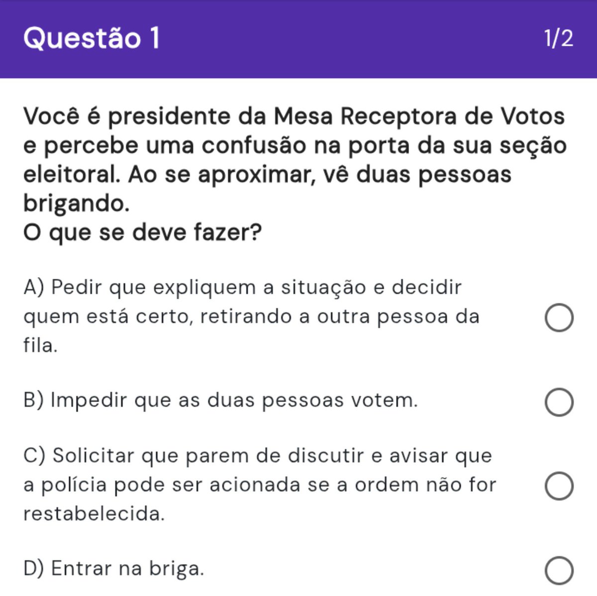 axissues's tweet photo. a primeira pergunta do questionário do curso de mesário https://t.co/JCuLsBuEjI