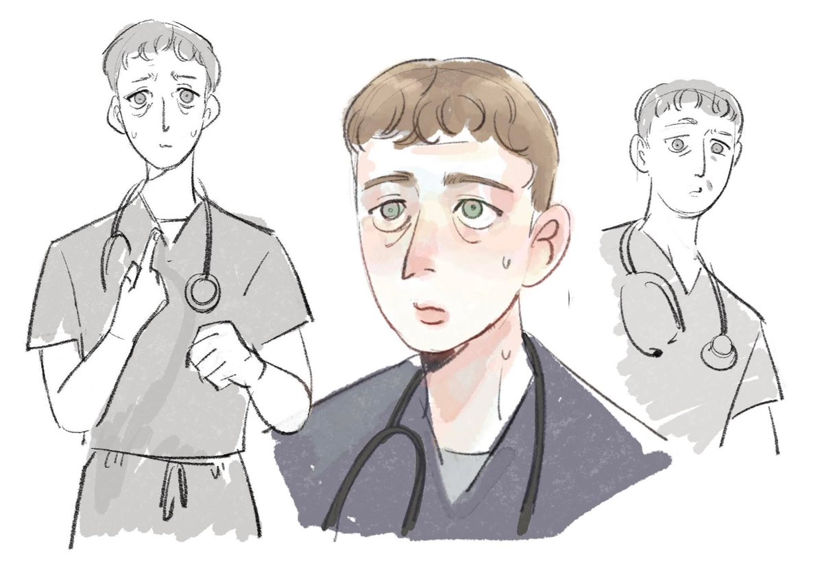 Talarpud's tweet photo. Whitaker and Robby really fun to draw lol

#Thepittfanart 
#Thepitt https://t.co/5BPqzEKbeh