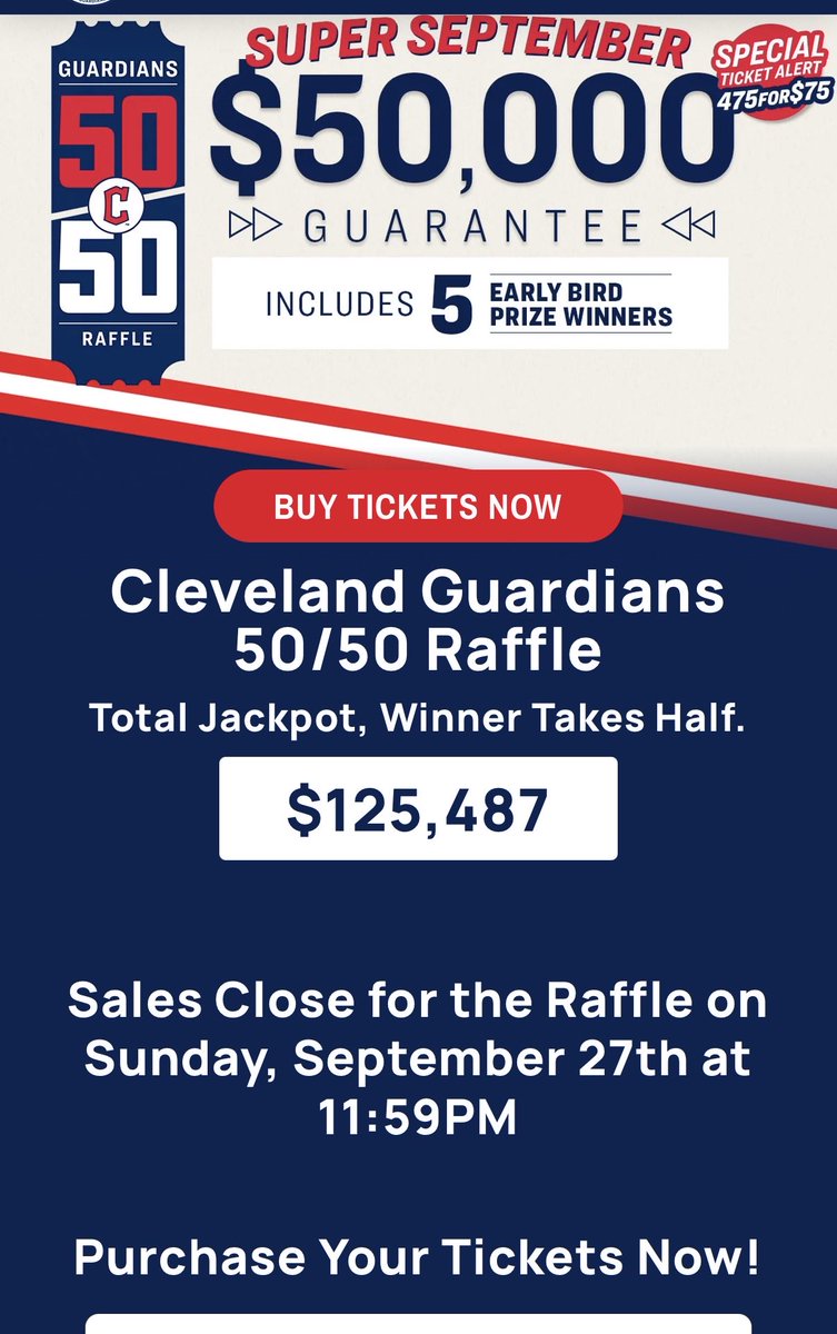 GuardiansCD's tweet photo. Celebrate @CleGuardians AL Central Division championship by supporting @CLEInspires and potentially winning a large sum of money! Today is last day!

 https://t.co/oCHaRLfMwg https://t.co/gBfRCuhSpT