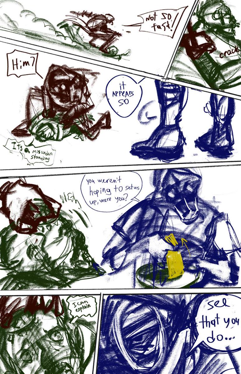 tex_textetexter's tweet photo. Rough comic storyboards for a few pages of action/brawling! Working title for now is 'In the Hat' haha.

Dropping an immediate spoiler: the Whalers are Aedan and Thomas. The Hatters guy - for now, it's a secret~

#Dishonored #Eikas_comic #fan_comic #videogame https://t.co/9yWOFFEdMp