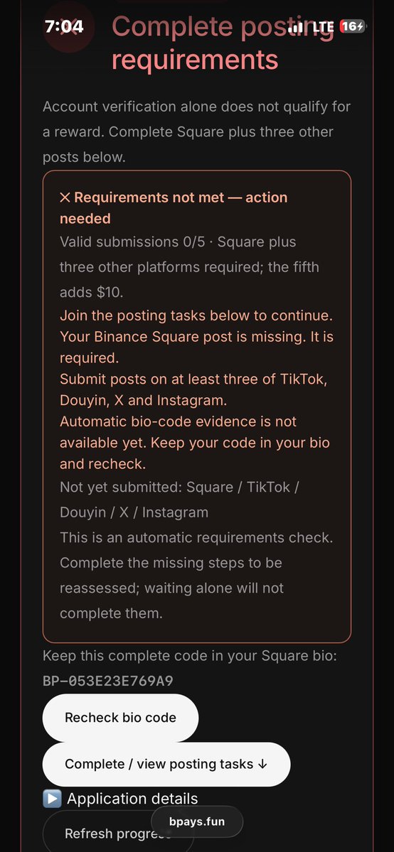 activeayomi's tweet photo. 🎁 FREE $20–$30 bPay REWARD! 🚀

New bPay tasks are live:

📲 Post about bPay on any 4 of:
Binance Square • X • TikTok • Instagram • Douyin

💰 4 platforms = $20
🔥 All 5 = $30

CA: 0xb13003bf44de426dd2a3aae3df9c3400de0a7777
Code: BP-053E23E769A9

⚠️ 1 account per user. https://t.co/4IZfwnBovG