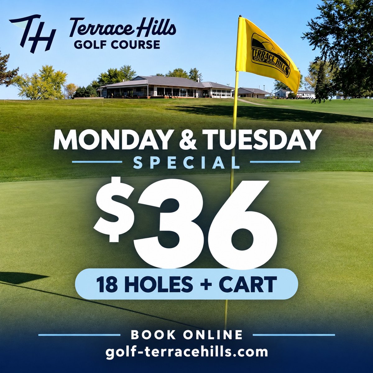 terrace_hillsgc's tweet photo. ⛳  Play 18 holes with a cart for just $36 on Mondays and Tuesdays. Grab your favorite foursome, enjoy some sunshine, and turn the start of the week into the best part of it.

Book your tee time today! 🏌️‍♂️☀️ https://t.co/8wwePR3Xcd