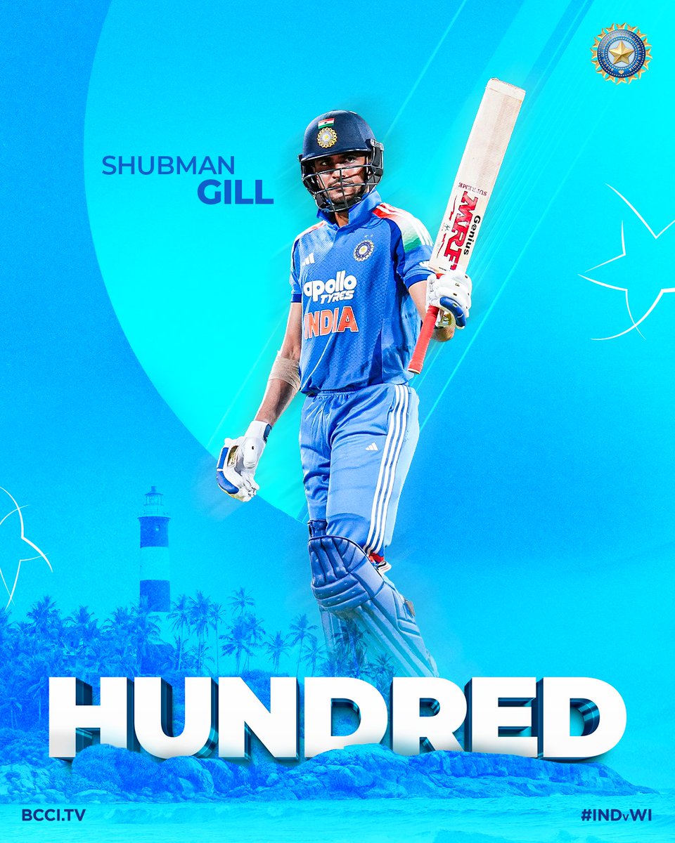 BCCI's tweet photo. A captain's knock of the highest order 🫡💯
A sublime century from Shubman Gill to lead #TeamIndia's chase 👏
Watch his knock ▶️ https://t.co/aFoEw8GWqm
#TeamIndia | #INDvWI | @mflone_ | @ShubmanGill https://t.co/qUGI6jst4y