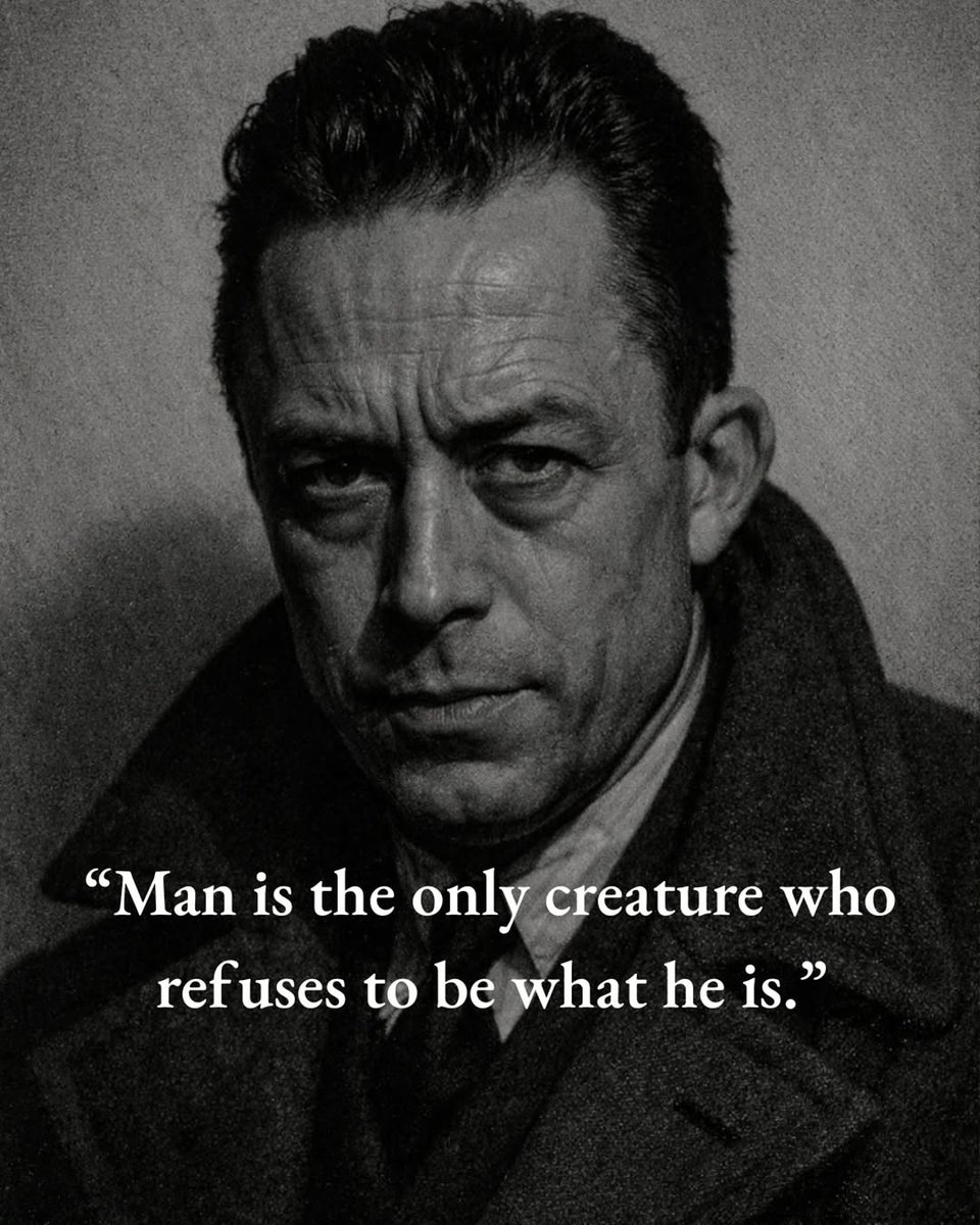 oussama397's tweet photo. As Dostoevsky did, Camus saw how readily we attempt to escape ourselves. We hand over control to others who shape and define us, even choosing for us. Sometimes our sexuality is sacrificed not out of desire but from the need to be loved or feel secur... https://t.co/ib95jObjSw