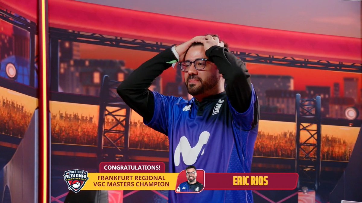 VGCVictoryRoad's tweet photo. Congratulations to 🇪🇸 Eric Rios (@riopaser), your 2027 Frankfurt Regional Champion, his 5th Regional-level title! 🇩🇪🏆 #PlayPokemon

Eric's previous achievements:
▶️ 2026 NAIC Finalist
▶️ 2022 EUIC Champion
▶️ 2019 Worlds Top 8 
▶️ 4-time Regional &amp; SC Champion https://t.co/qe0n9FZWEG