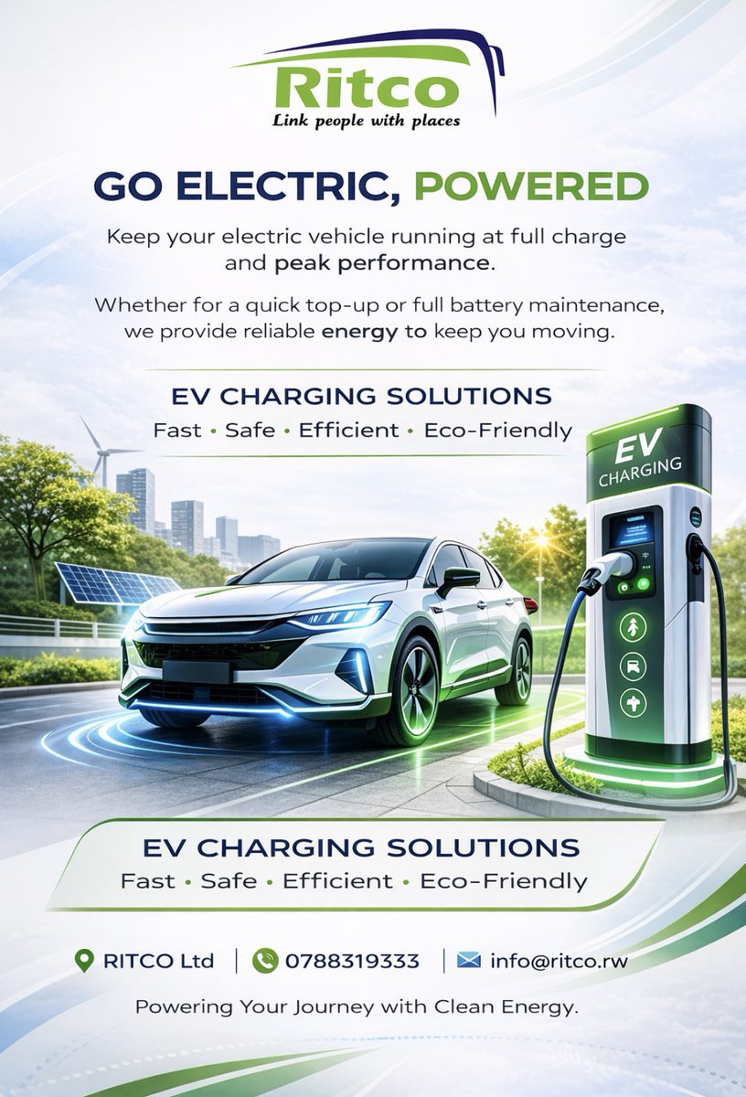 RitcoRwanda's tweet photo. Looking for a fast, affordable &amp; reliable place to charge your EV?

📍 Come to RITCO EV Charging Station!

🇨🇳 Chinese EVs? YES!
🇰🇷 Korean EVs? YES!
⚡ Fast charging? YES!
💰 Affordable rates? YES!

Don’t wait until your battery is low,charge with RITCO and get back on the road. https://t.co/iMKKSCQhd8