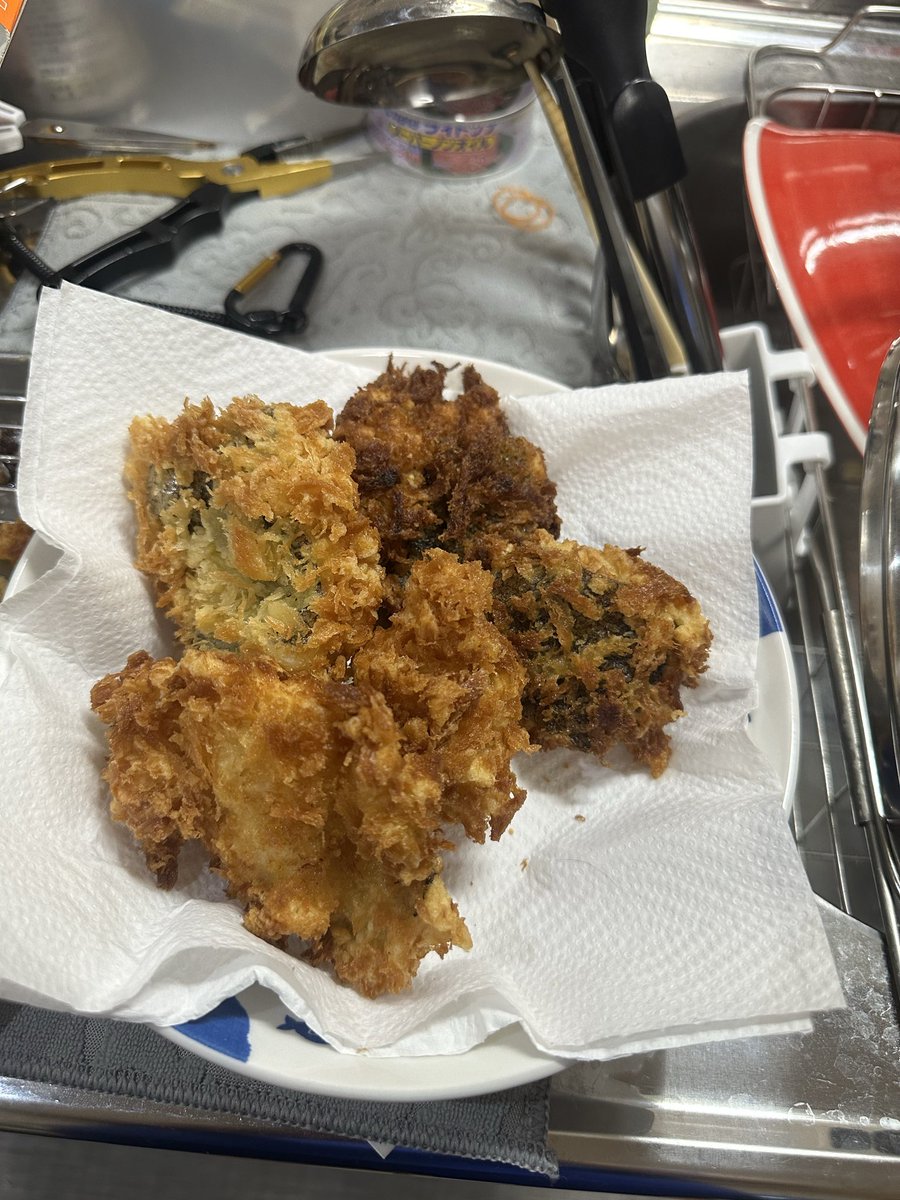 Imitationcrub21's tweet photo. 唐揚げとフライにした！コラーゲン系だからフライは胃が試される一品だった
とにかく厳つい小骨が多いからなんかうまいこと捌くとき取り除けないだろうか https://t.co/59lDljFoAc