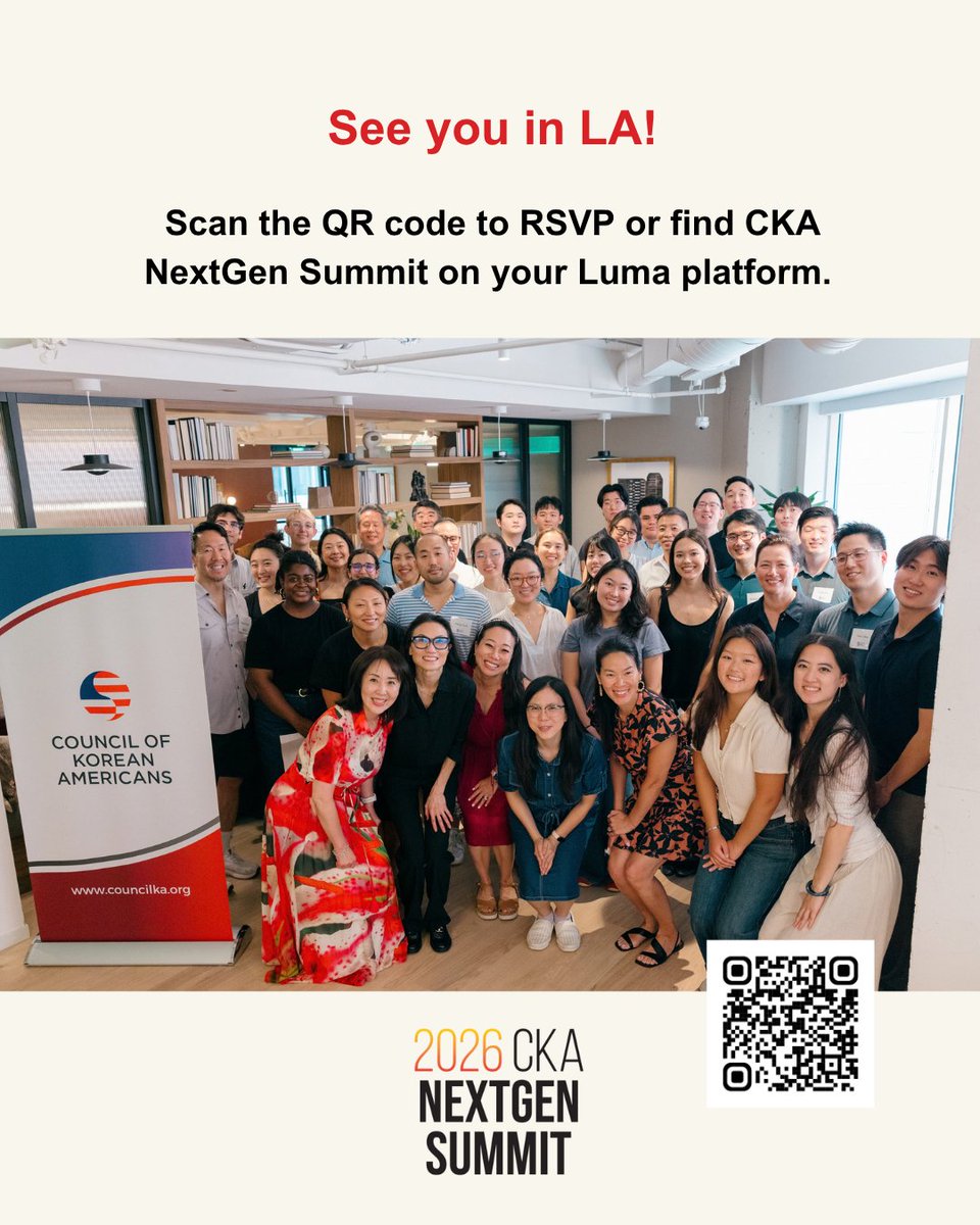 CouncilKA's tweet photo. Welcome to the 2026 CKA NextGen Summit! We’re bringing together the next generation of Korean diaspora trailblazers for a day of candid mentorship, skill-building, and real community connection. Claim your tickets and see you October 23, 2026!

https://t.co/UQHo8ukq1T https://t.co/x49zBDSNmy