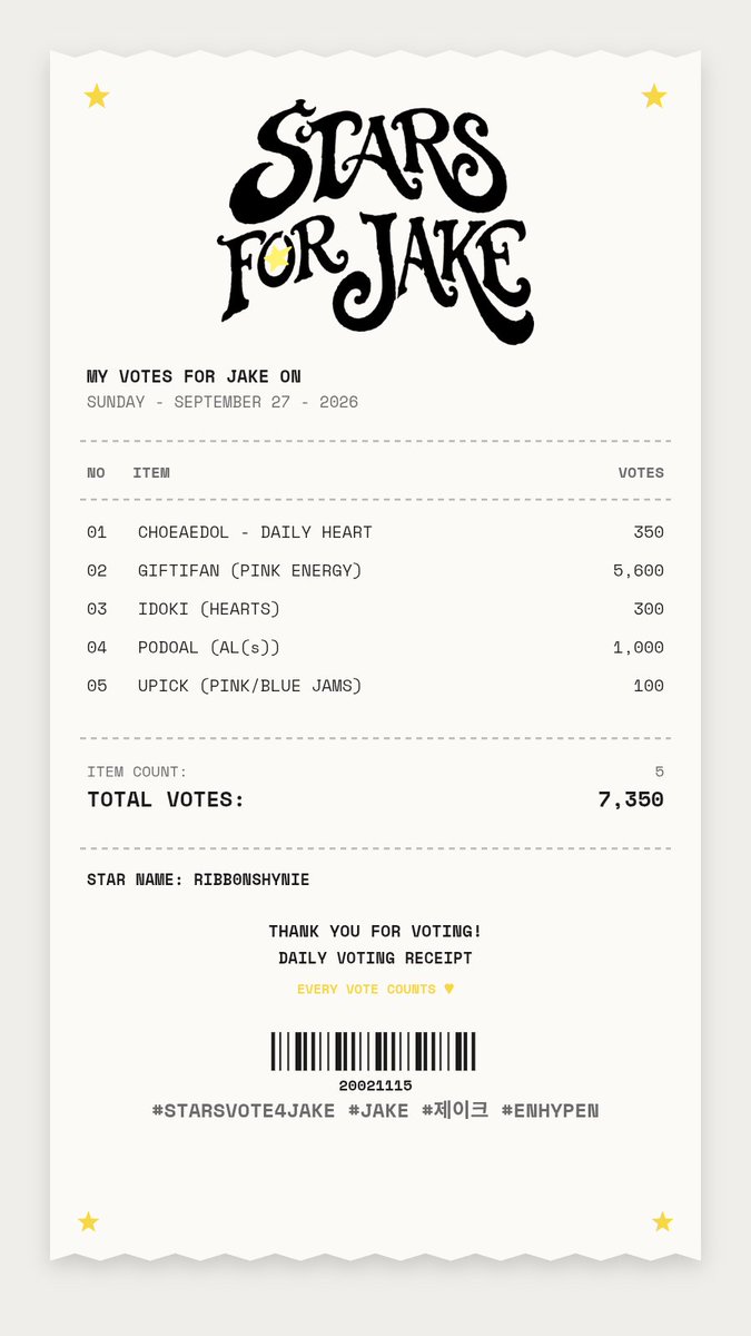 ribb0nshynie's tweet photo. Ciwa for jake ⭐️

#STARSVOTE4JAKE
#JAKE #ENHYPEN #제이크 https://t.co/HnDaM7yJgh