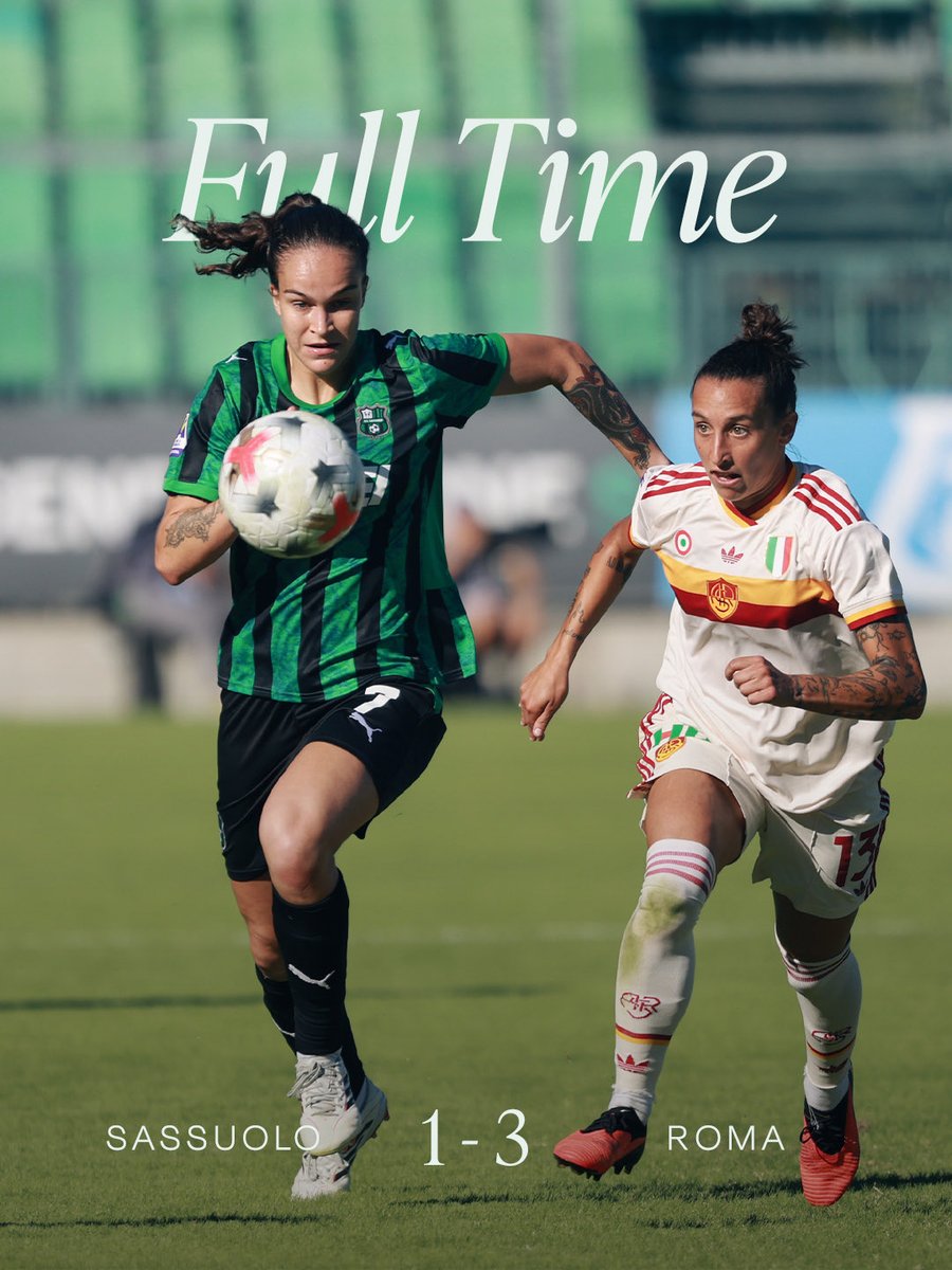 SassuoloUS's tweet photo. 𝑭𝒖𝒍𝒍 𝒕𝒊𝒎𝒆 

#SassuoloRoma 1-3
#SerieAWomenAthora 
#ForzaSasol 🖤💚 https://t.co/9oWLgwOQRV