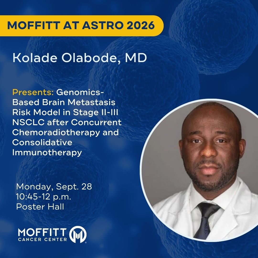 MoffittNews's tweet photo. Tomorrow at #ASTRO26, Kolade Olabode, MD (@Kolade__Olabode), shares a genomics-based model for predicting brain metastasis risk in stage II-III non-small cell lung cancer after chemoradiotherapy and immunotherapy.

#MoffittASTRO26 @ASTRO_org https://t.co/ehbmY5SkDG