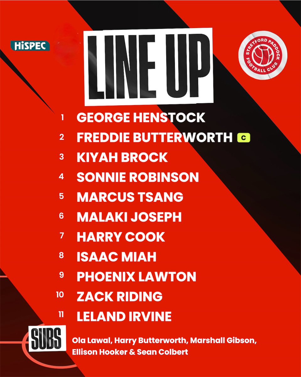 PaddockU21's tweet photo. Your starting XI for today’s cup game away to Ashton United FC 🔴⚪️⚫️
#UPTHEPADDOCK
#stretfordpaddocku21 #starting11 https://t.co/VK2mcvP3Fn