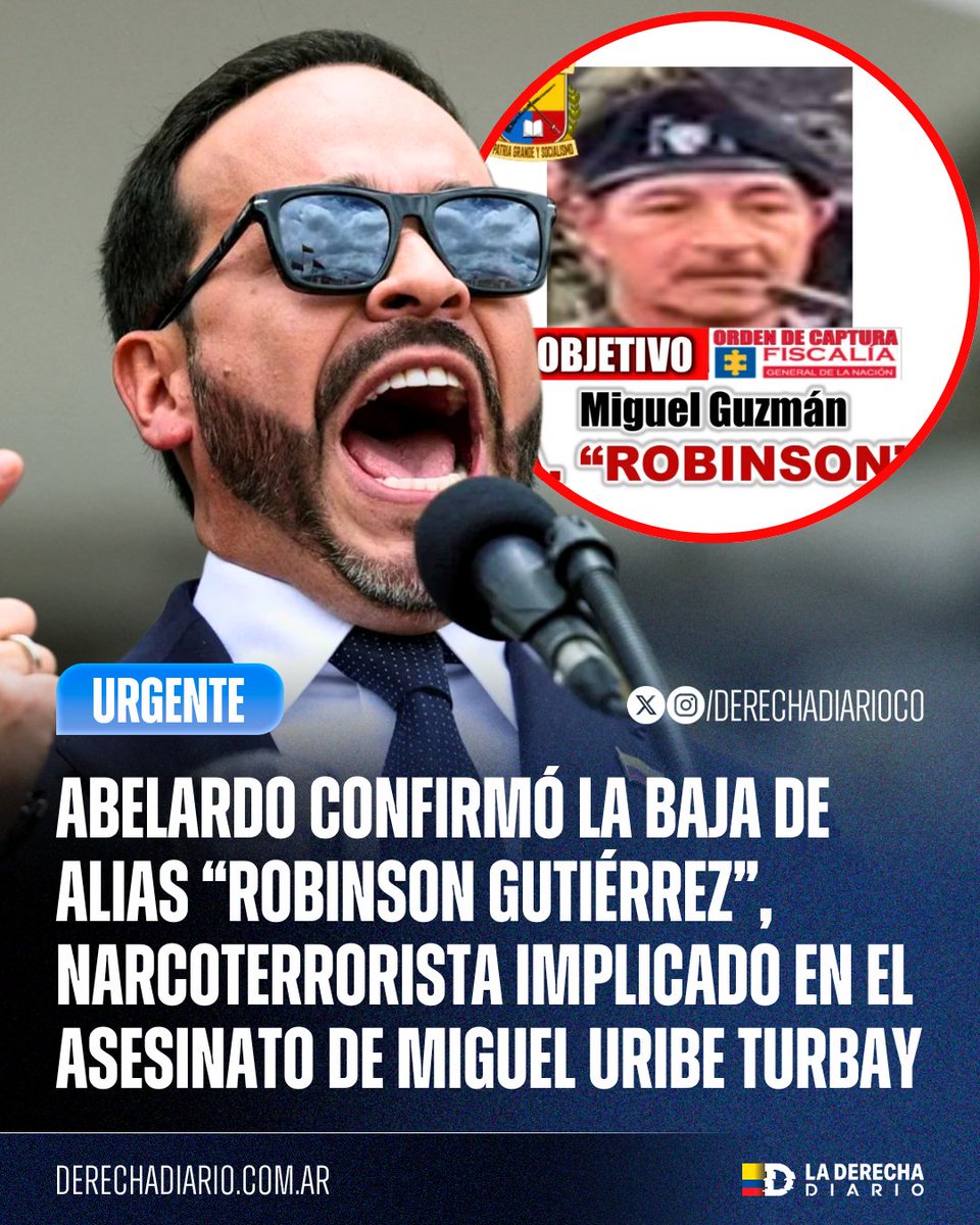 DerechaDiarioCO's tweet photo. 🚨🇨🇴 | URGENTE — UNO MENOS: El presidente Abelardo De La Espriella reportó un nuevo golpe del Ejército contra la Segunda Marquetalia en Huila: Tres integrantes fueron capturados y fue dado de baja el narcoterrorista alias “Robinson Gutiérrez”, uno de los responsables en el asesinato del líder derechista Miguel Uribe Turbay.

“No dejaré de exigir que se establezca toda la verdad sobre ese crimen. Este es un resultado preliminar. Ampliaré la información una vez concluya la verificación”.