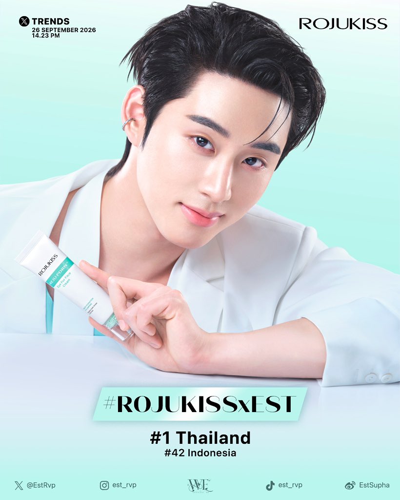 WEofficialTH's tweet photo. #ROJUKISSxEST #est_rvp
#ROJUKISS #ROJUKISSPresenter #Eyeforfacecream #REJUPDRN

💙✨ ขอขอบคุณสำหรับทุกการต้อนรับ @EstRvp กับการก้าวขึ้นเป็น Brand Ambassador ของ Rojukiss @RojukissTH อย่างเป็นทางการนะครับ 🎉

อีกหนึ่งก้าวสำคัญของน้องเอส และอีกหนึ่งโอกาสดี ๆ ที่จะได้เติบโตและสร้างผลงานใหม่ ๆ ไปพร้อมกับแบรนด์ที่น่ารัก 

จากก้าวเล็ก ๆ ในวันนั้น สู่โอกาสใหม่ ๆ ที่เข้ามาในวันนี้ ทุกความสำเร็จของน้องเอสล้วนเป็นเรื่องที่พวกเราภูมิใจเสมอ 💙 ขอให้เส้นทางบทใหม่นี้เต็มไปด้วยรอยยิ้ม ความสุข และความสำเร็จนะครับ

#WEofficialTH