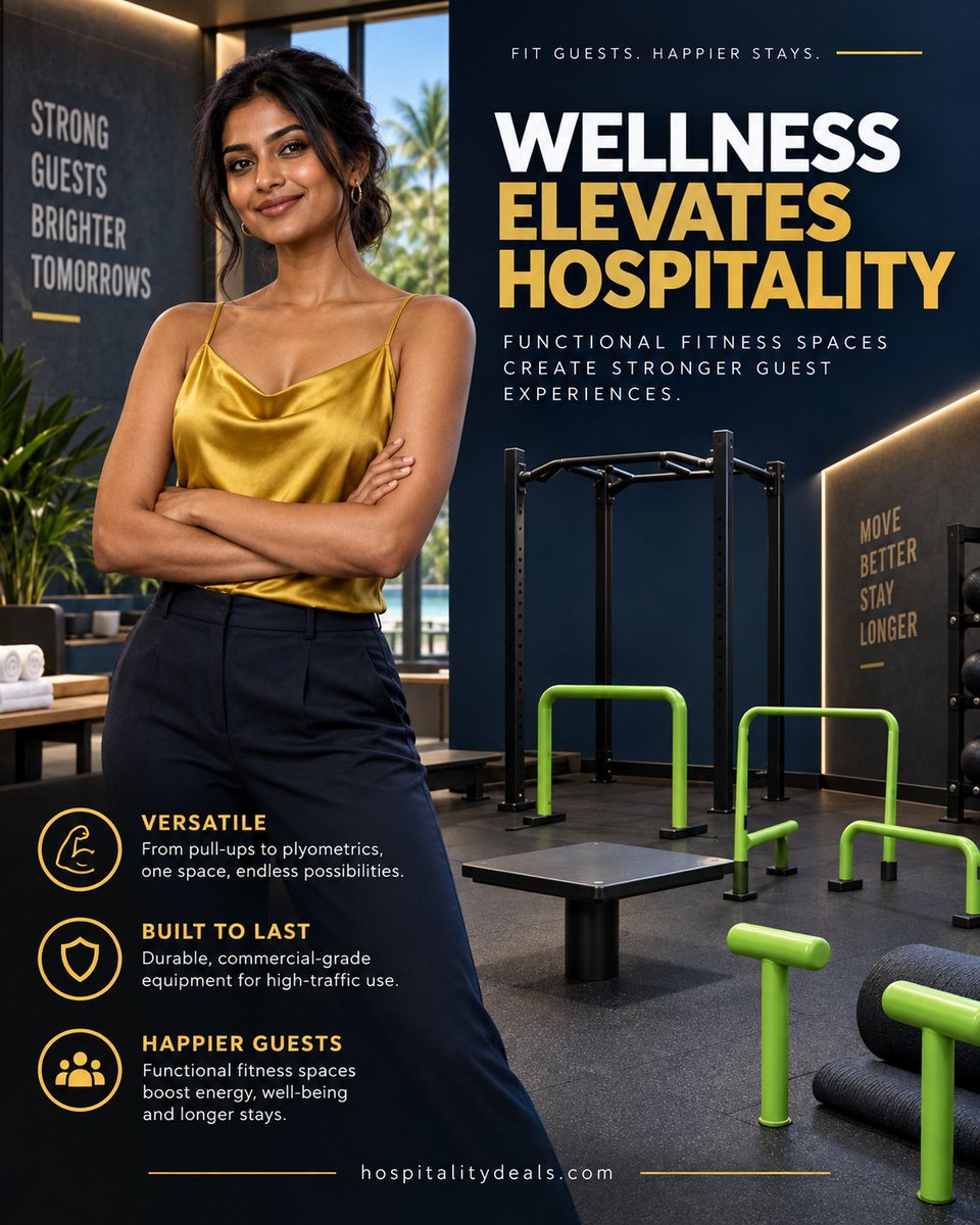 hospitalitydeal's tweet photo. What fitness or wellness feature do your guests appreciate most—or what would you like to add next? Share your ideas below! 👇

Explore more at:
https://t.co/1tn2QNIOKK

#HospitalityDeals #BuildingCommunity #HospitalityWellness #GuestExperience #HospitalitySupplies https://t.co/SiNjUojvLU