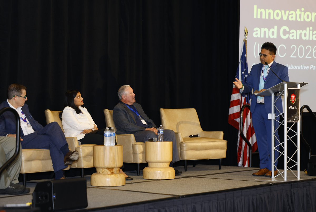 eMedEvents's tweet photo. A panel discussion between the neuro-cardiac specialists on PFO closure follows at #ISCC2026.

Panelists: Michael J. Rinaldi, MD, FACC, FSCAI (Cardiology), William Scott Burgin, MD (Neurology), Swetha Renati, MD (Neurology), Douglas Ebersole, MD (Cardiology).
Moderated by Bibhu D. Mohanty, MD (Cardiology).

Expert perspective from both specialties on today's most pressing PFO closure questions.

#StrokeCare #CardiacCare #Neurocardiology #CME #eMedEvents