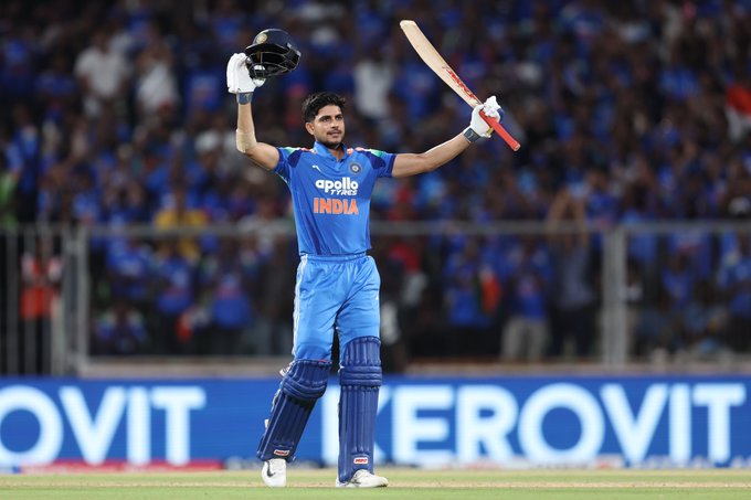 10th ODI ton for Shubman Gill 🫡  He gets there with a classic drive down the ground and off just 96 balls.