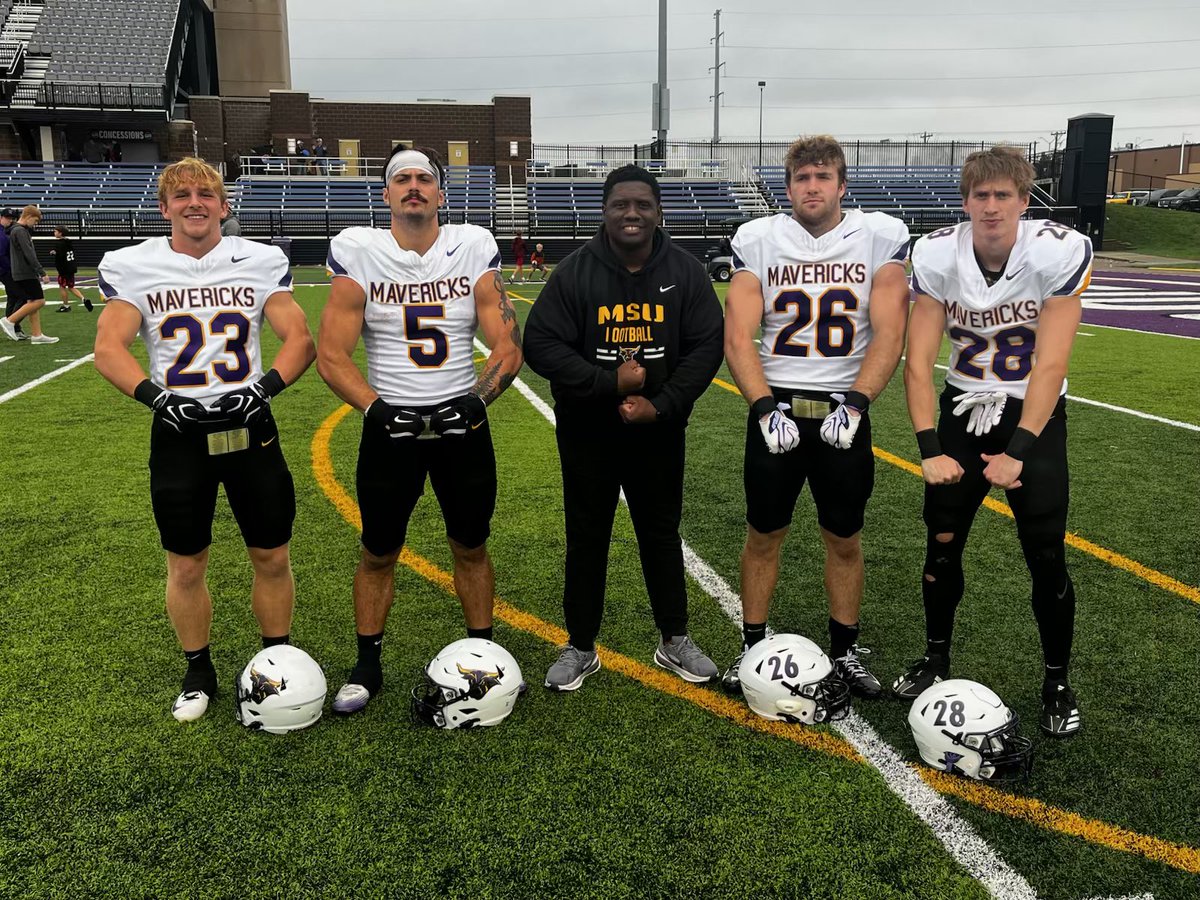 CoachMPete's tweet photo. Super proud of the guys, it’s about them. Week to Week the work they put in! #Backs 1-0 @MinnStFootball https://t.co/QgF6cSaLVs