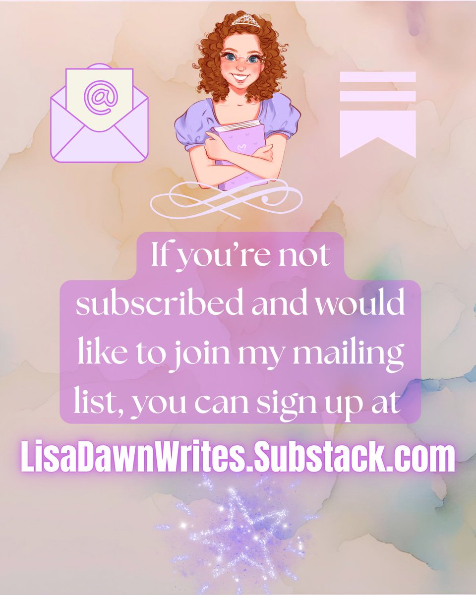 LisaDawnWrites's tweet photo. If you’re not subscribed and would like to join my mailing list, you can sign up at https://t.co/b7wFeat3VF

#indieauthor #mailinglist #substack #bookstagram https://t.co/fnTIAYvzrP
