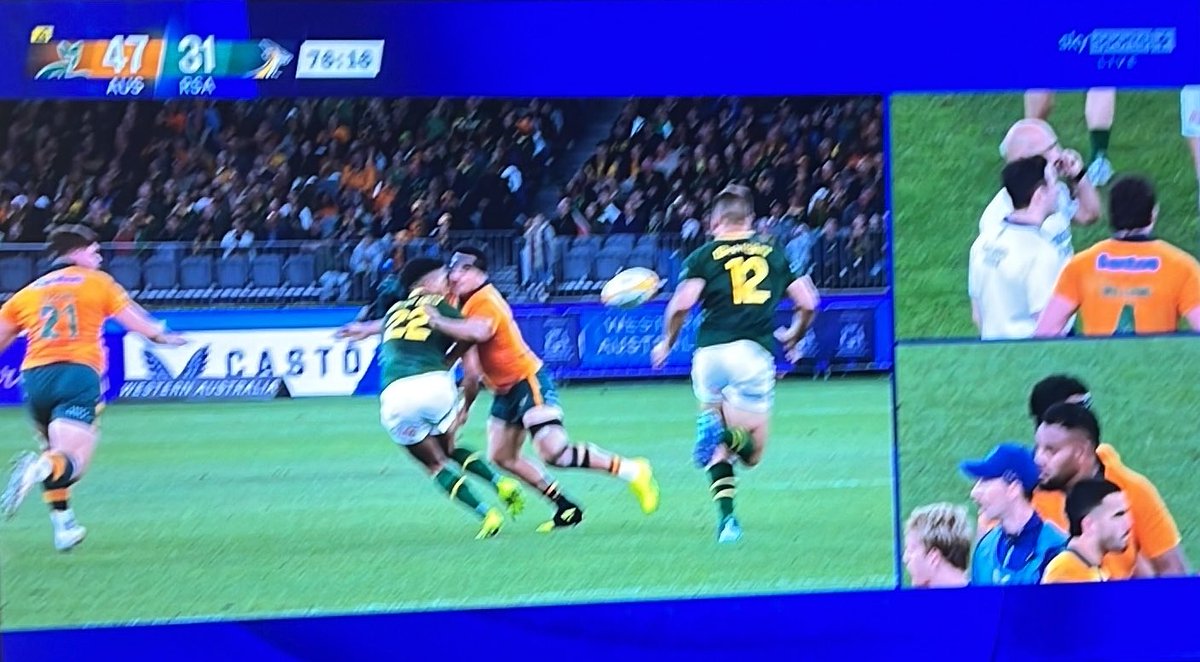 BillytheFish22's tweet photo. Catching up and seeing international rugby implode in Perth.  No one wants to watch referees inspect every play, frame by frame.   Extremely dull.  15 v 11 in the 77th minute. https://t.co/EHKUC3zW0p