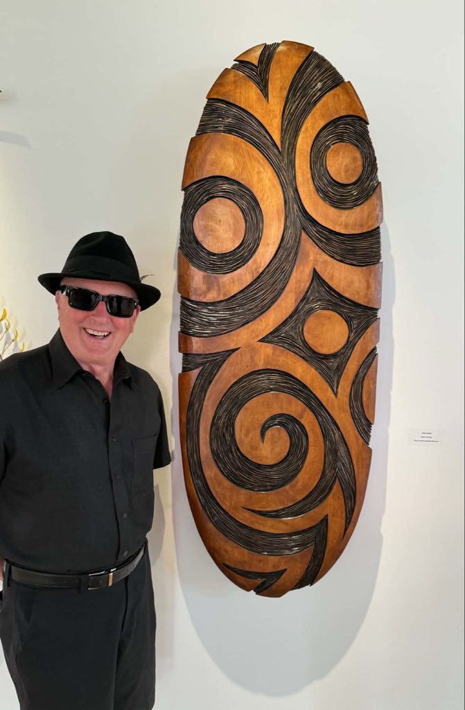 Stevejensen55's tweet photo. “Island Carving” in a group exhibition at the POSTMARK ART CENTER with the Northwest Desinger Craftartist, exhibition continues through October 9,2026 , 20 Auburn Ave. Auburn, WA. 98002, (253)931-5100. Oil on carved recycled table top. 58”x22”x5”. https://t.co/50W0OPmqg4