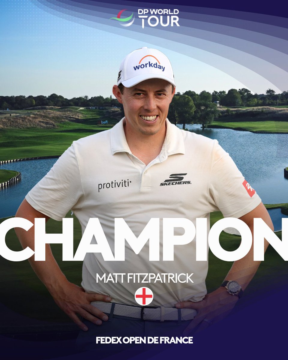 DPWorldTour's tweet photo. MATT FITZPATRICK IS THE FEDEX OPEN DE FRANCE CHAMPION! 🏆

#FedExOpenDeFrance https://t.co/Jdih0bYaB2
